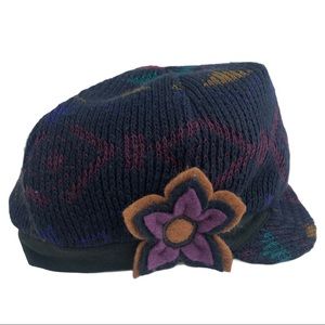 Flood Clothing Knit Brim Beanie Hat, Flower